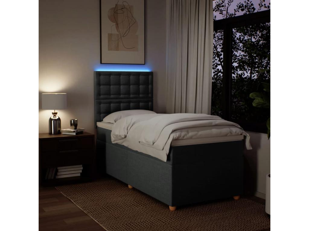 Calmetop bed base with mattress, dark grey, 90x200 cm, fabric, 93360UAVB