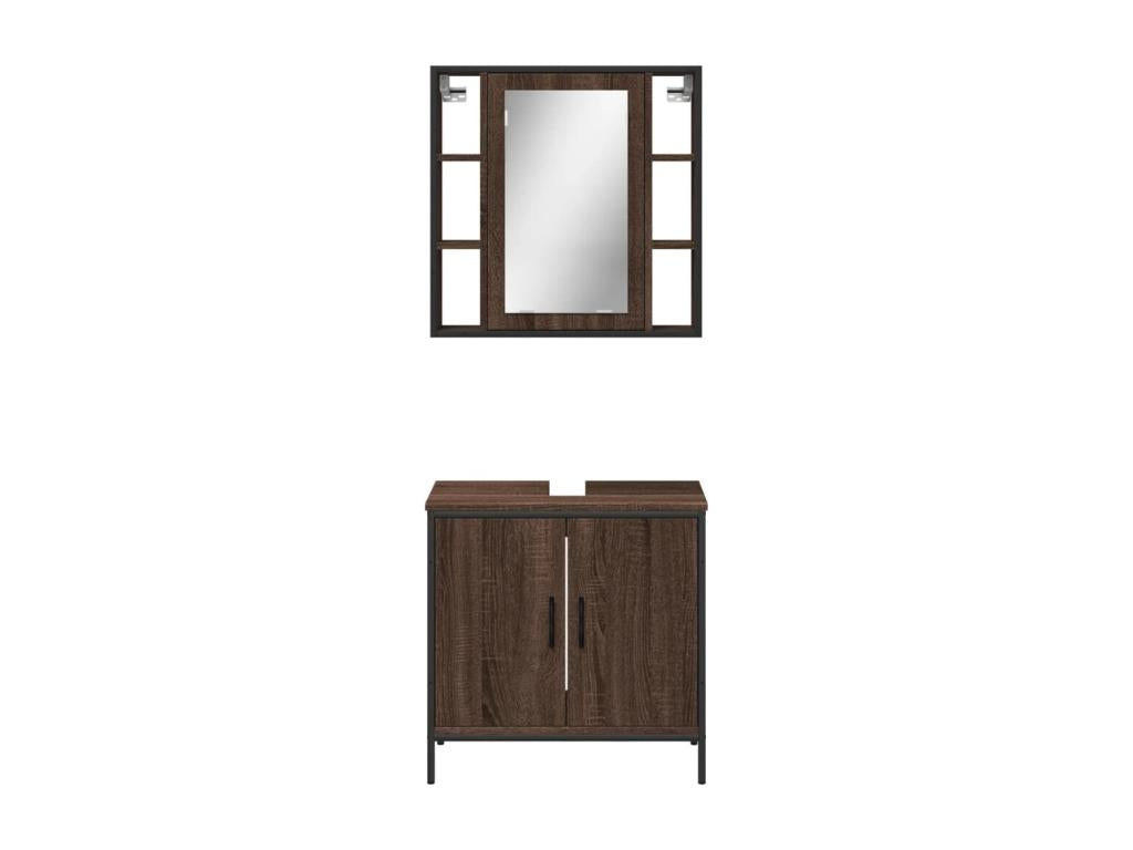 2-piece bathroom furniture set, brown oak, 24561ATNK