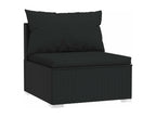 8-piece garden furniture set with cushions, black wicker resin, 37987NFQR