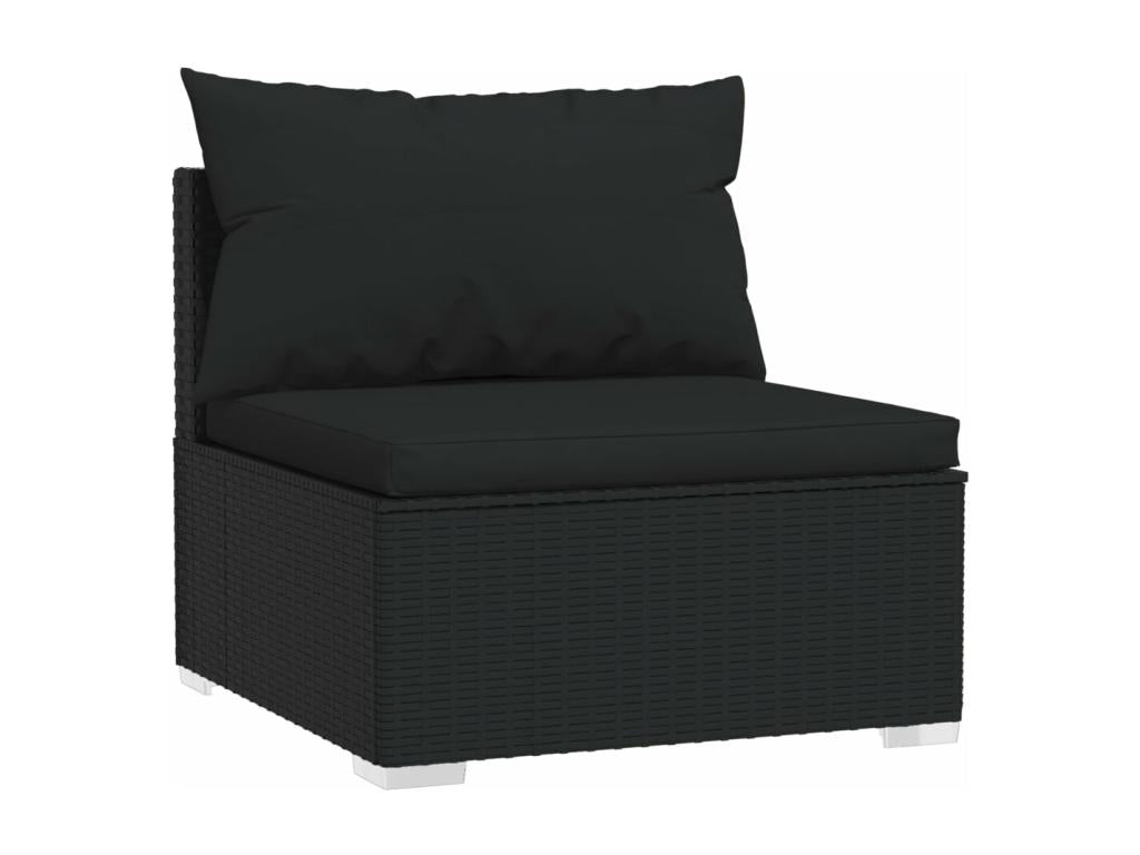 8-piece garden furniture set with cushions, black wicker resin, 37987NFQR