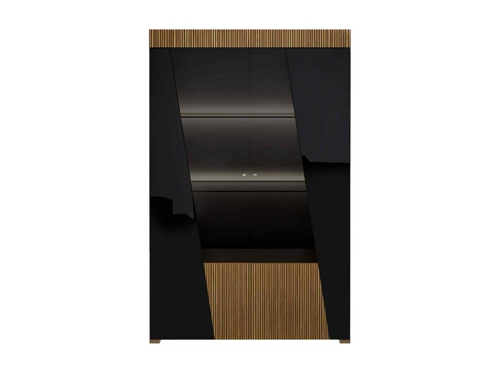 Nidchicshop - 2-Door Black Lacquered Wood-Effect Designer Display Cabinet with LEDs 57378AIWK