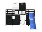 Children's loft bed and tunnel, white/black, 90x200 cm, solid pine, 23487WORX