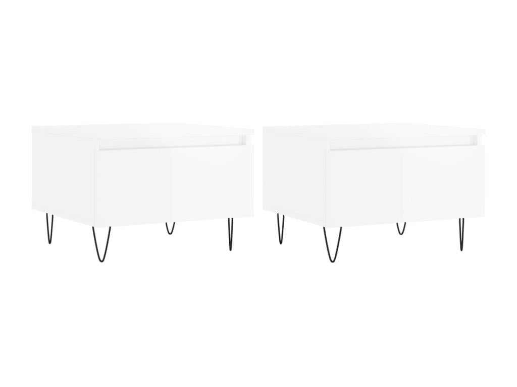 Coffee tables, 2 pcs, glossy white, 50x46x35cm, engineered wood, 08279UJXP