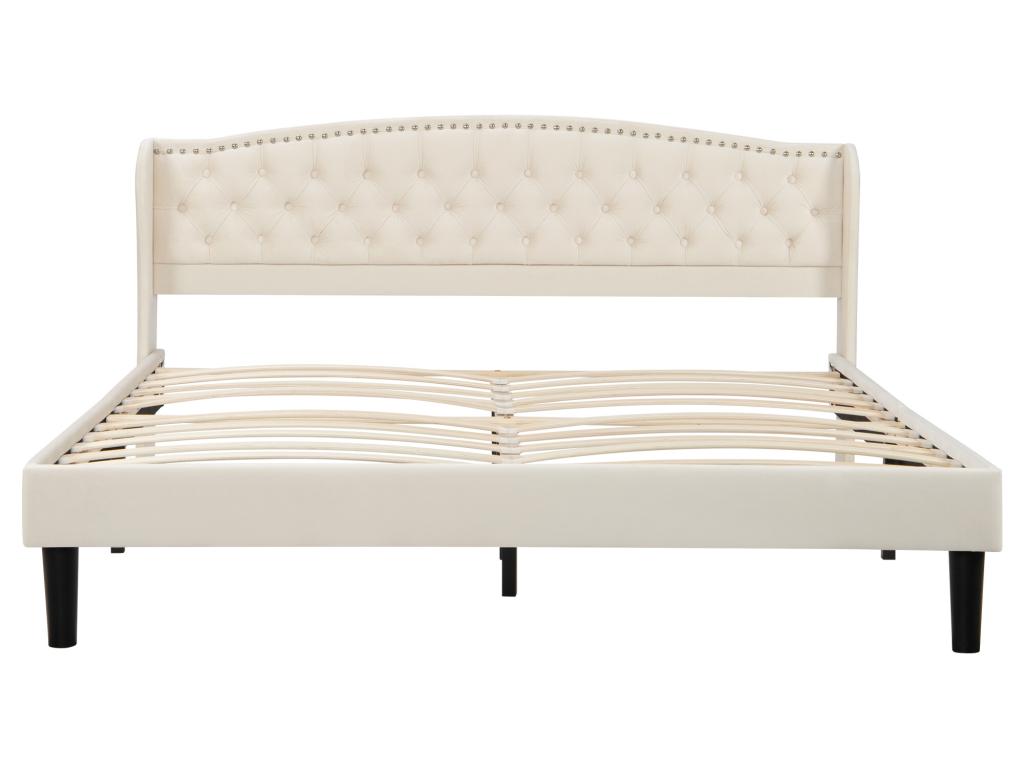 Adult bed, 180x200 cm, elegant upholstered bed - beige - Calmetop 84659CVOR