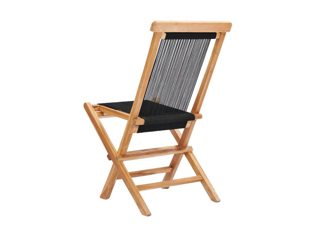 Folding garden chairs, 2 pcs, solid teak wood and rope, 41799FMRD