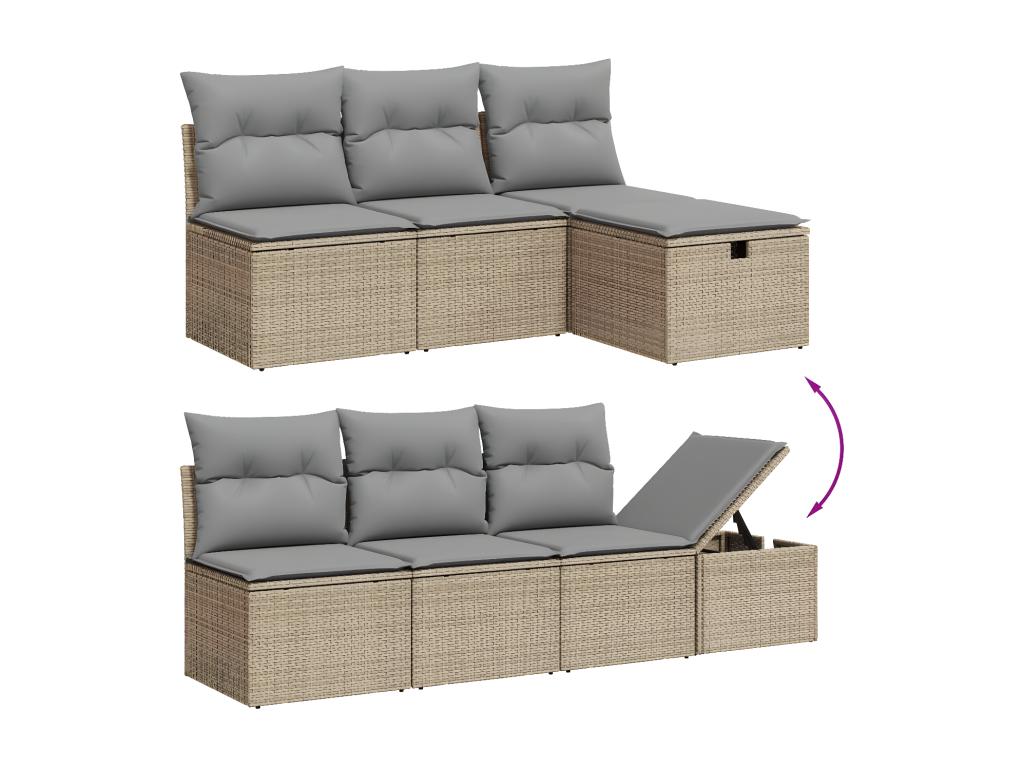 Nidchicshop 7-piece garden furniture set with cushions, beige wicker resin, 55088WPEY