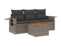 4-piece garden furniture set with grey resin wicker cushions 36599JITW