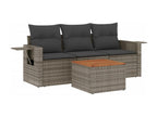 4-piece garden furniture set with grey resin wicker cushions 36599JITW