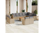 13-piece garden furniture set with cushions, beige wicker resin, 30112CVLY