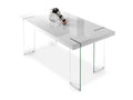 Nidchicshop 180cm white lacquered designer table with tempered glass legs 88190SKLI