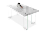 Nidchicshop 180cm white lacquered designer table with tempered glass legs 88190SKLI