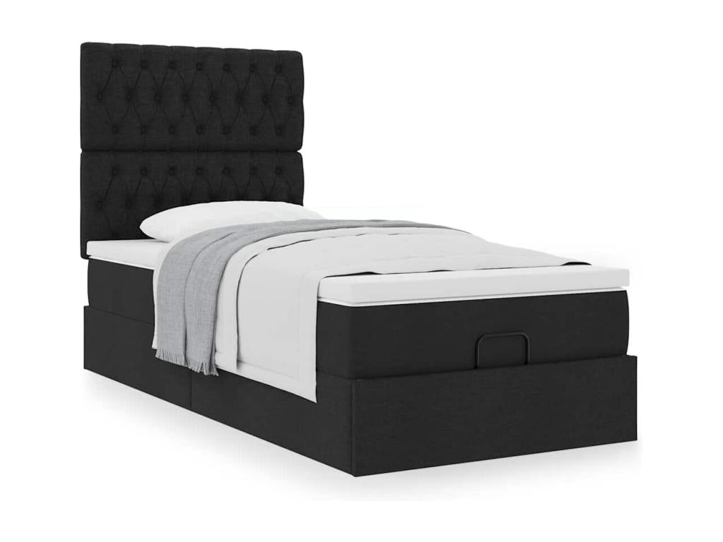 Nidchicshop bed frame with black mattress 80x200 cm fabric 30060RUMQ