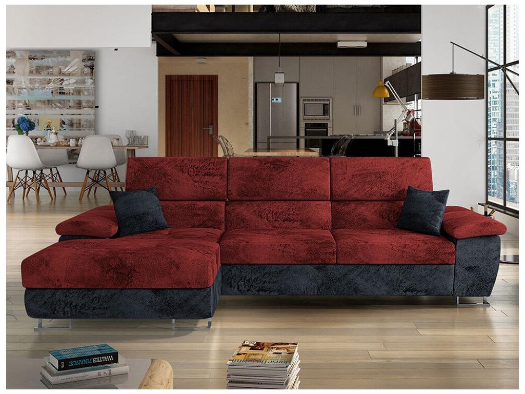 Bohometop 242 Corner Sofa, Red, with Sleeping Function and Bedding Box, 275x170x71cm, 82361GGIP