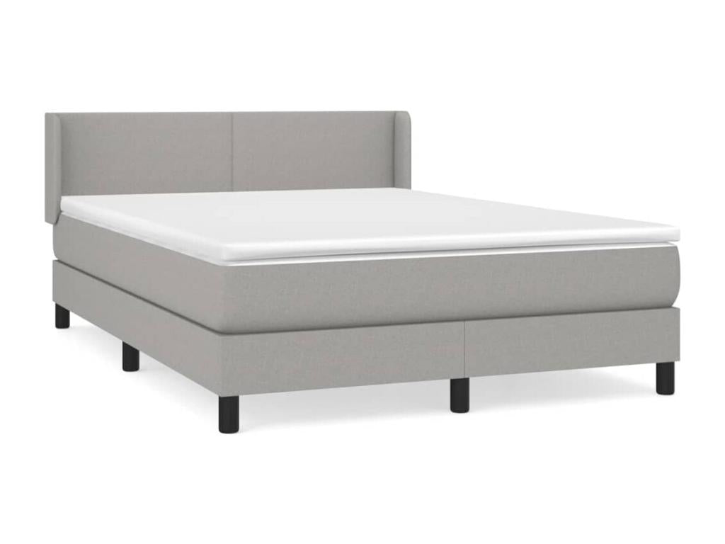 Upholstered bed base with mattress, light grey, 140x190cm, fabric, 72957RPHA