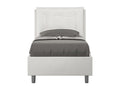 Designer bed 80x190 with quilted headboard cushion in white faux leather Nidchicshop- 04181FXAO