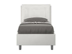 Designer bed 80x190 with quilted headboard cushion in white faux leather Nidchicshop- 04181FXAO
