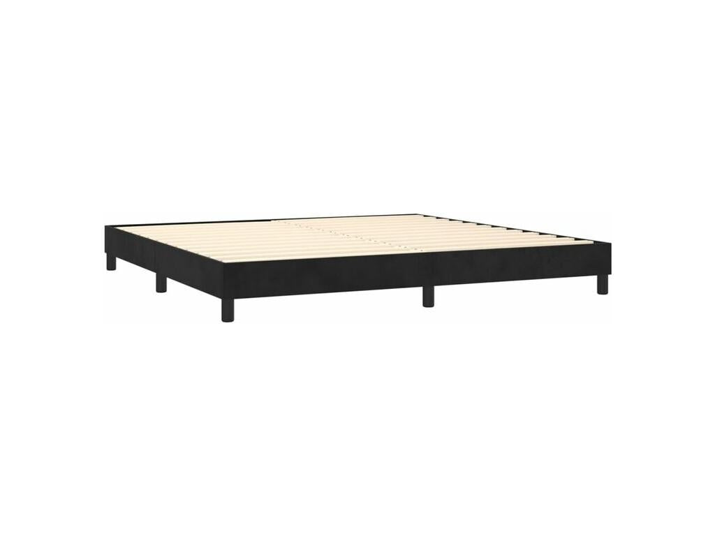 Nidchicshop bed base and mattress, black, 200x200 cm, velvet, 64508HNXP