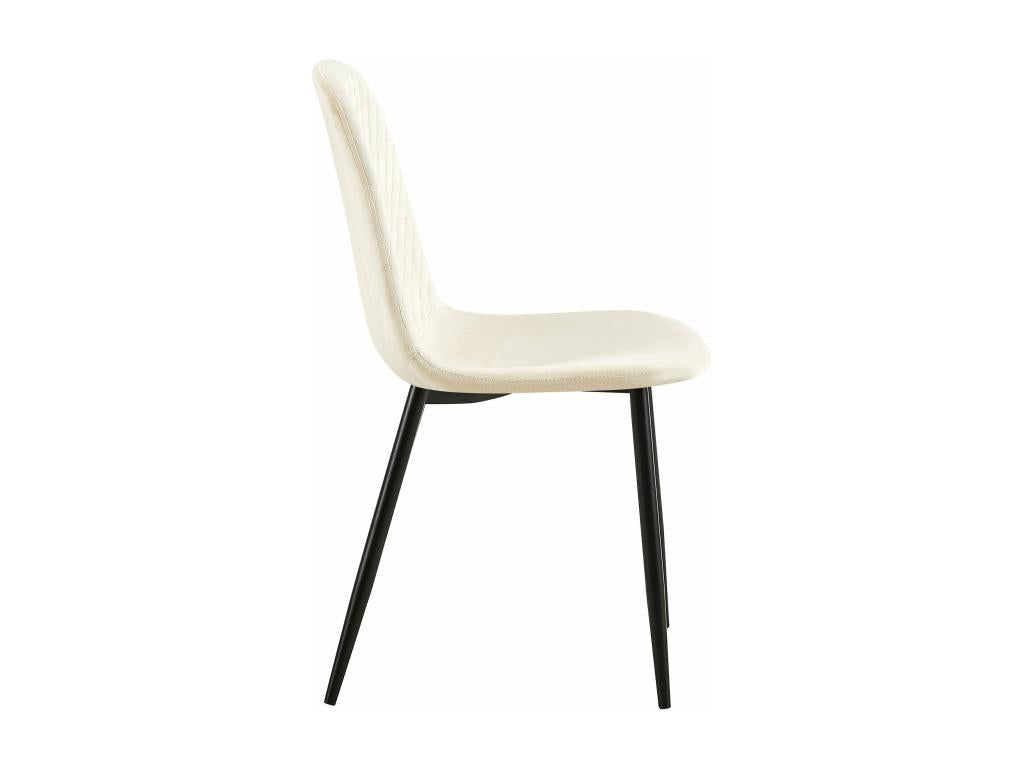 Calmetop dining chair x1 in a diamond pattern, cream velvet and black metal, 10 0002250 33737WMHY