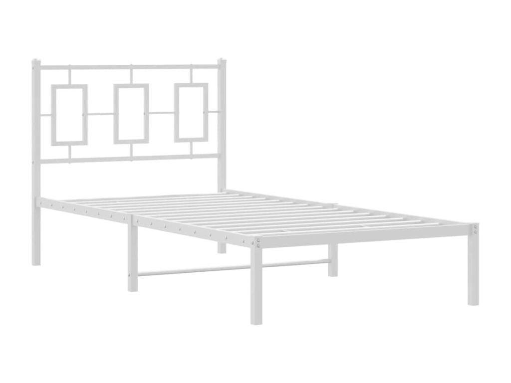 Metal bed frame with white headboard 90x190 cm 58152TBWR