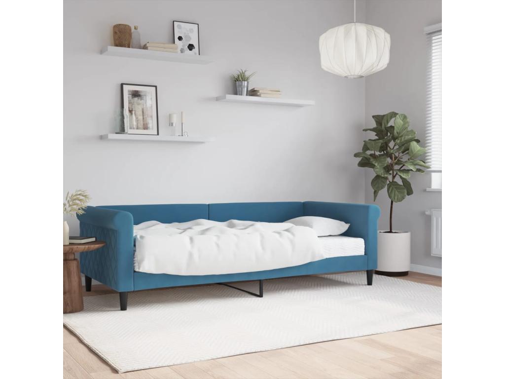 Daybed with blue 90x200 cm velvet mattress 08031GTSO