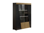 Nidchicshop - 2-Door Black Lacquered Wood-Effect Designer Display Cabinet with LEDs 57378AIWK