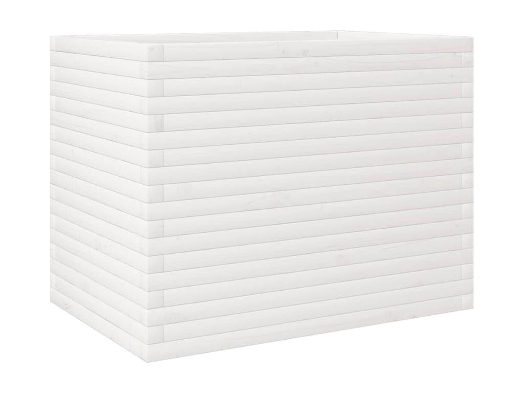 White planter 90x60x68.5 cm solid pine wood 14447YUCQ