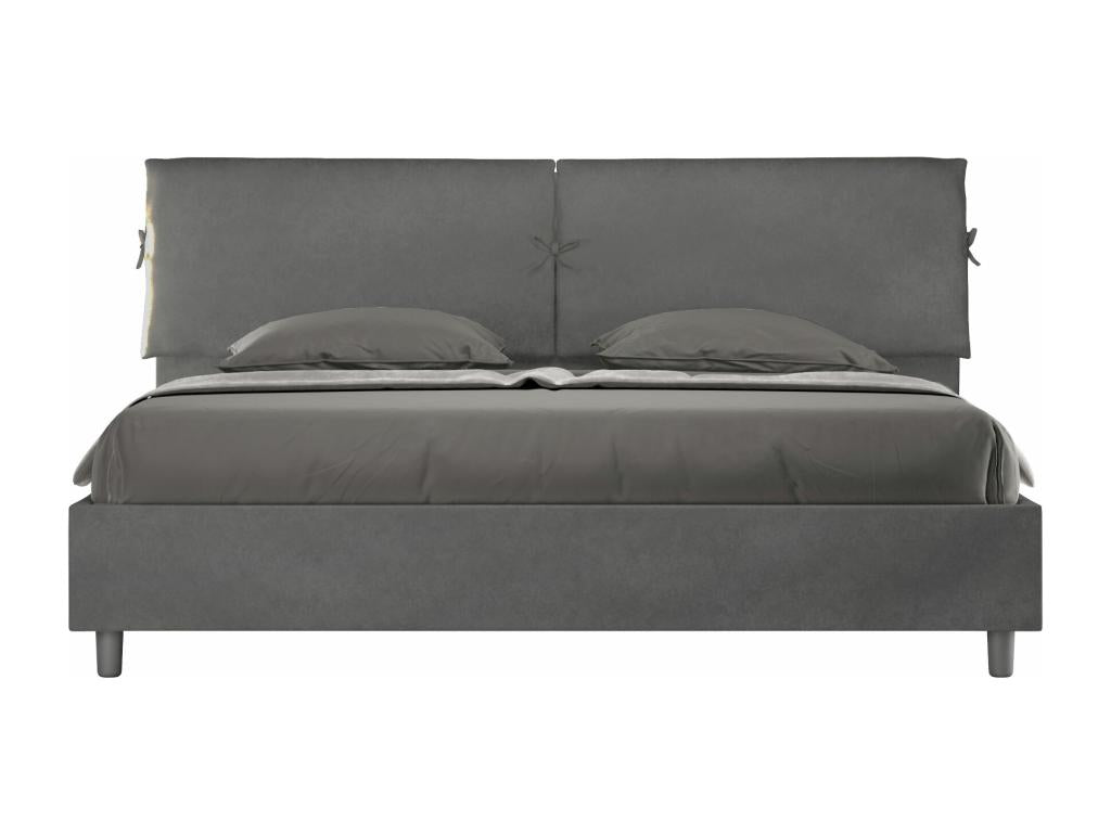 Calmetop size bed without slatted base, upholstered 200x210 cm, grey microfiber, Calmetop 43184IEFO