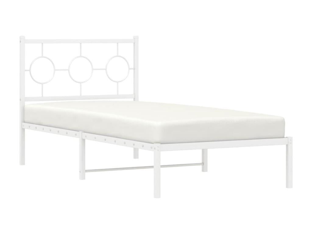 Metal bed frame with white headboard 90x200 cm 43393PBDF