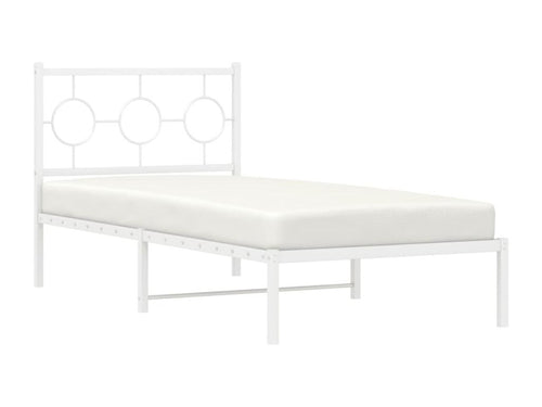 Metal bed frame with white headboard 90x200 cm 43393PBDF