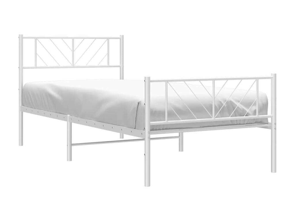 Metal bed frame with headboard/footboard, white, 100x200cm, 55736XVHH
