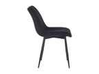 Set of 2 Dining Chairs - Velvet / Matte Black Metal - Black - Nidchicshop 46089ELRB