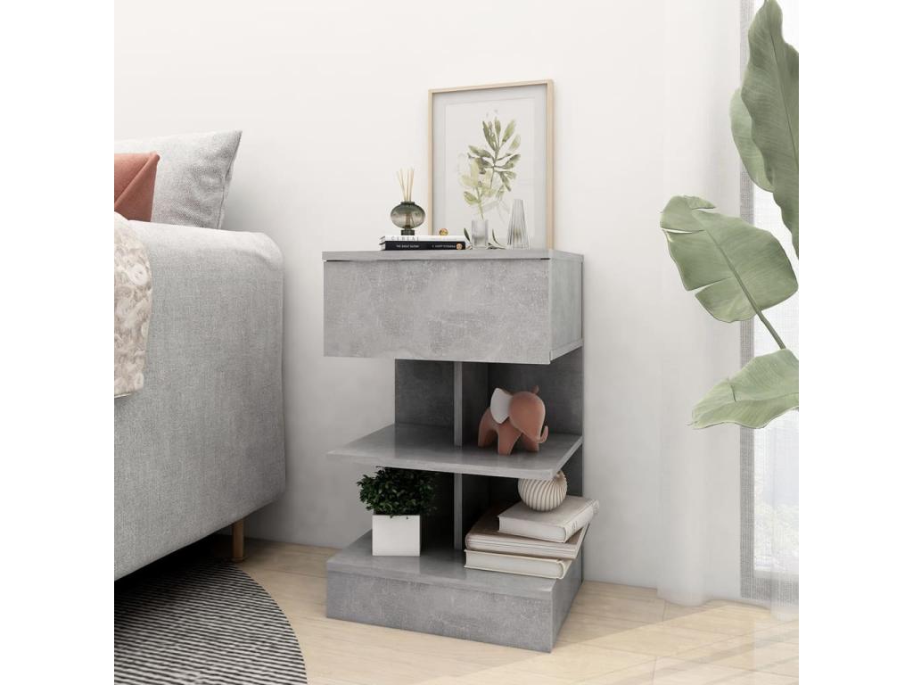2-piece bedside tables, concrete grey, 40x35x65 cm, 63823VBXO