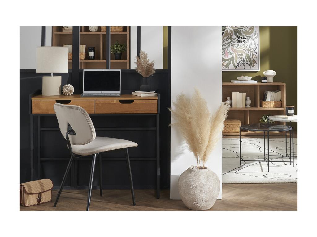 Calmetop velvet fabric and black metal chairs, set of 2, Calmetop 39036MZSS