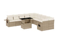 11-piece garden furniture set with beige resin wicker cushions 83227BZTK