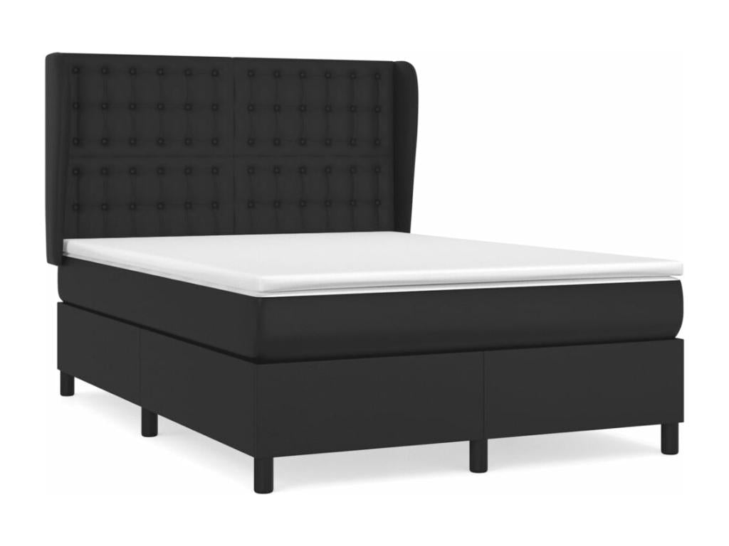 Calmetop bed base with black 140x200 faux leather mattress 81347PJXV