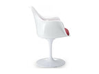 Glossy white armchair with black tulip petal fabric cushion 01818LRQC