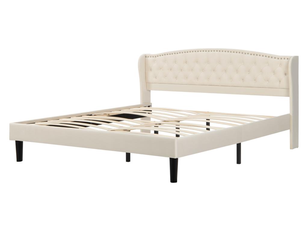 Adult bed, 180x200 cm, elegant upholstered bed - beige - Calmetop 84659CVOR