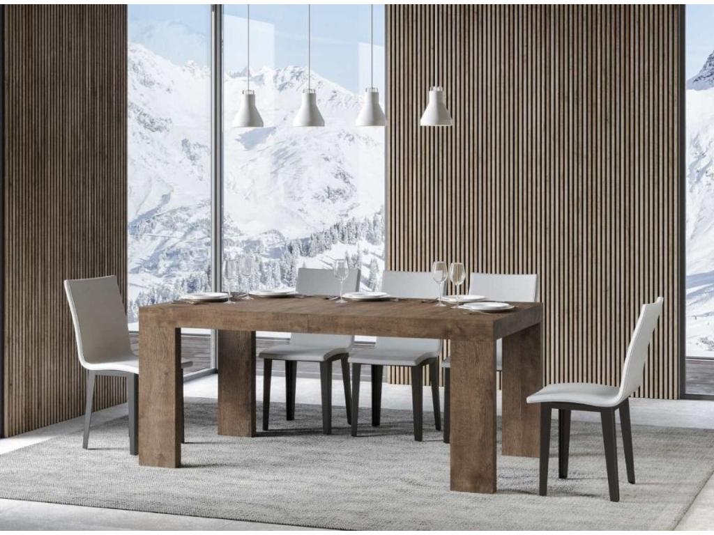 Nidchicshop extendable rectangular table (180 to 284cm) in dark wood - 4-legged stand 03834KNYD