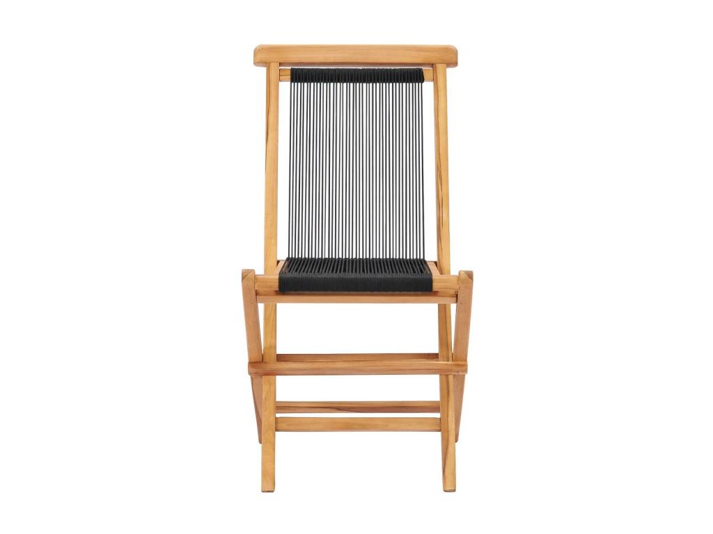 Folding garden chairs, 2 pcs, solid teak wood and rope, 41799FMRD