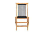 Folding garden chairs, 2 pcs, solid teak wood and rope, 41799FMRD