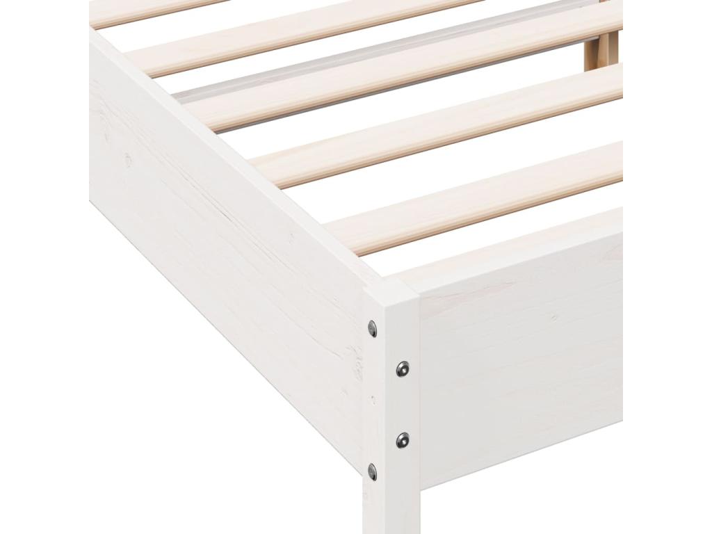 Bed frame with white headboard, 120x190 cm, solid pine wood, 24443DKDB