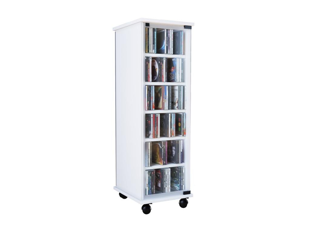 Nidchicshop Wooden CD/DVD Stand Shelf Cabinet, Swivel Nidchicshop Shelf with Glass Door, White 64796QYUP