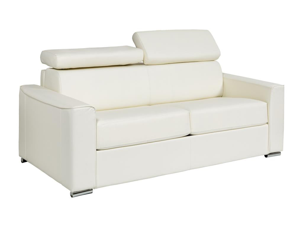 3-seater express convertible sofa in white buffalo leather - 140 cm sleeping area - 22 cm mattress - Nidchicshop 85141EYVL