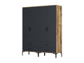 Calmetop Large Wardrobe, Bedroom Furniture, Walk-in Closet, Clothes Closet, 160x201x48 cm, Walnut and Anthracite, 94692YFXL