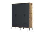 Calmetop Large Wardrobe, Bedroom Furniture, Walk-in Closet, Clothes Closet, 160x201x48 cm, Walnut and Anthracite, 94692YFXL
