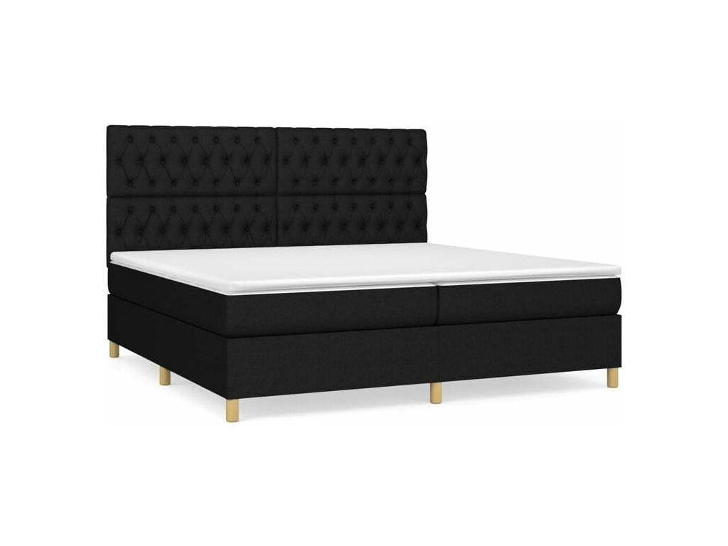 Nidchicshop bed base with mattress, black, 200x200 cm, fabric, 19300RLTP