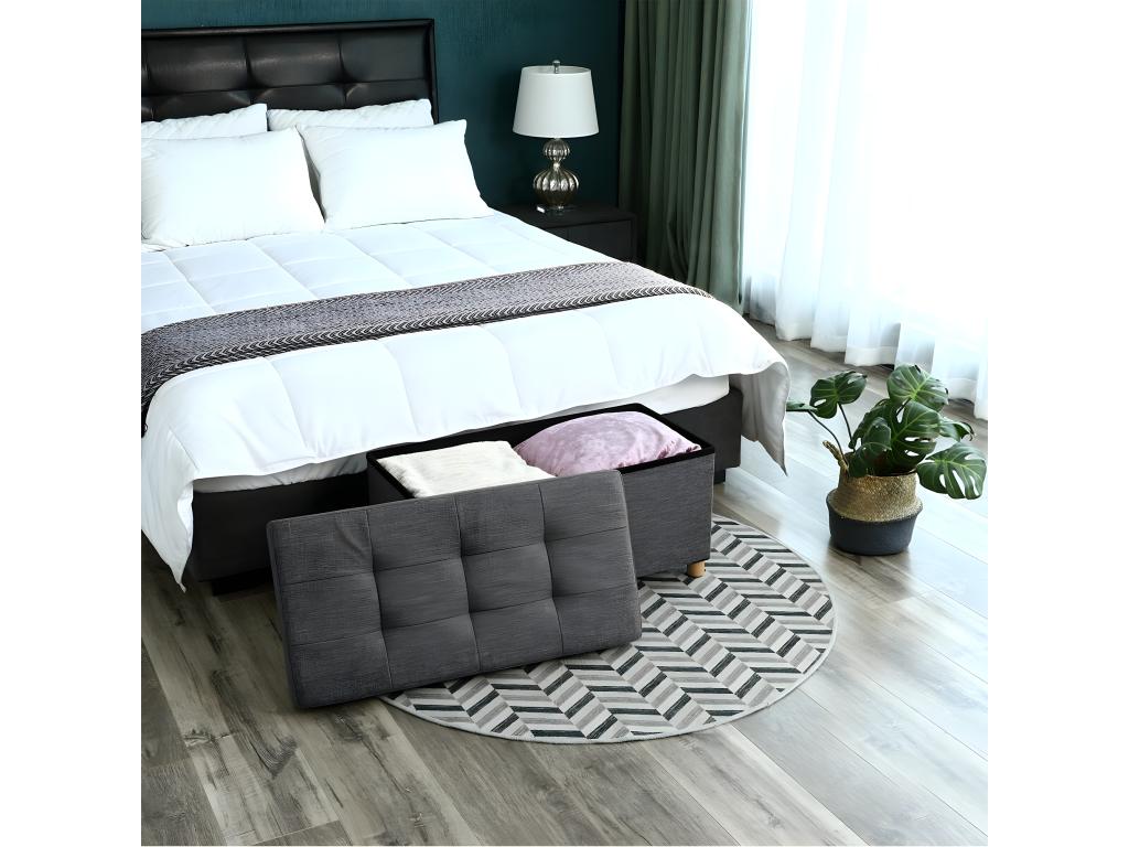 Folding storage bench with lid and solid wood legs - L76 cm 12405NNYT