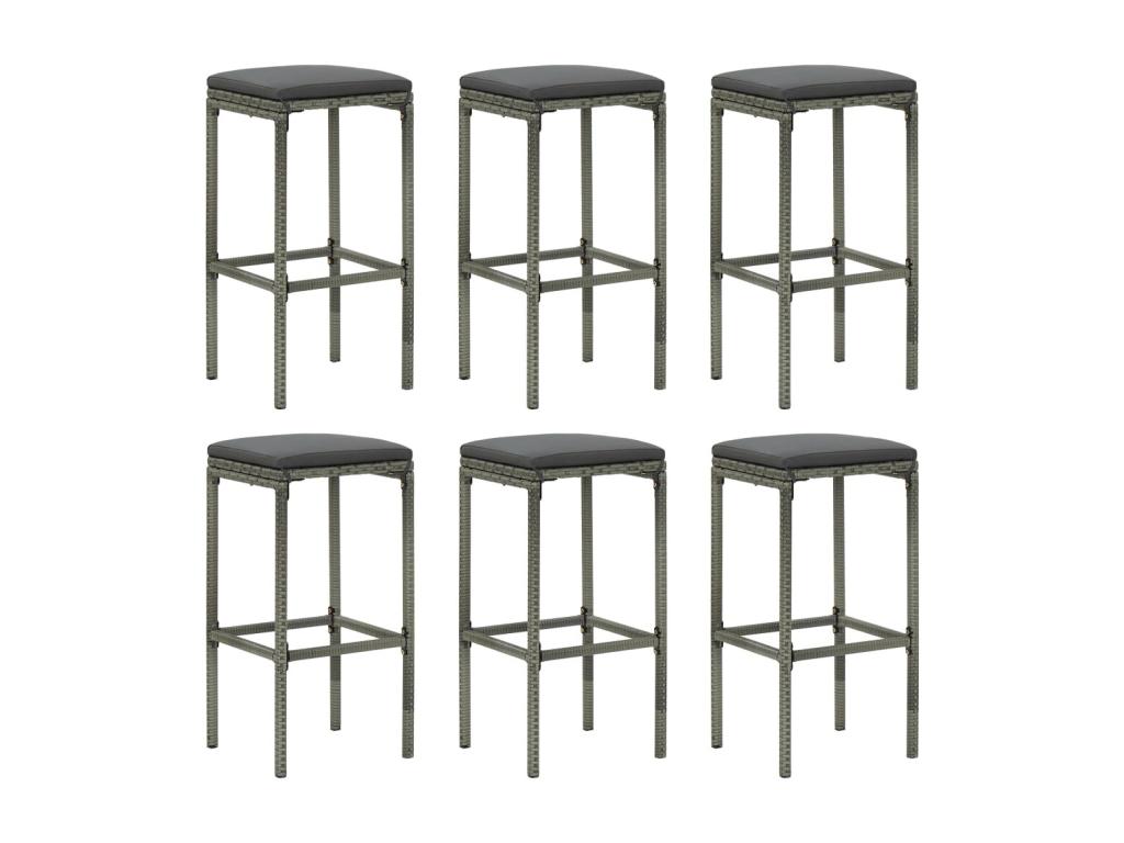 7-piece garden bar set and cushions, Grey Wicker Resin 80414DXUU