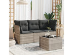 4-piece garden furniture set with light grey cushions, woven resin 98081DRNK