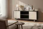 Calmetop TV stand, model 140, anthracite grey frame, oak door. 01382WLVC